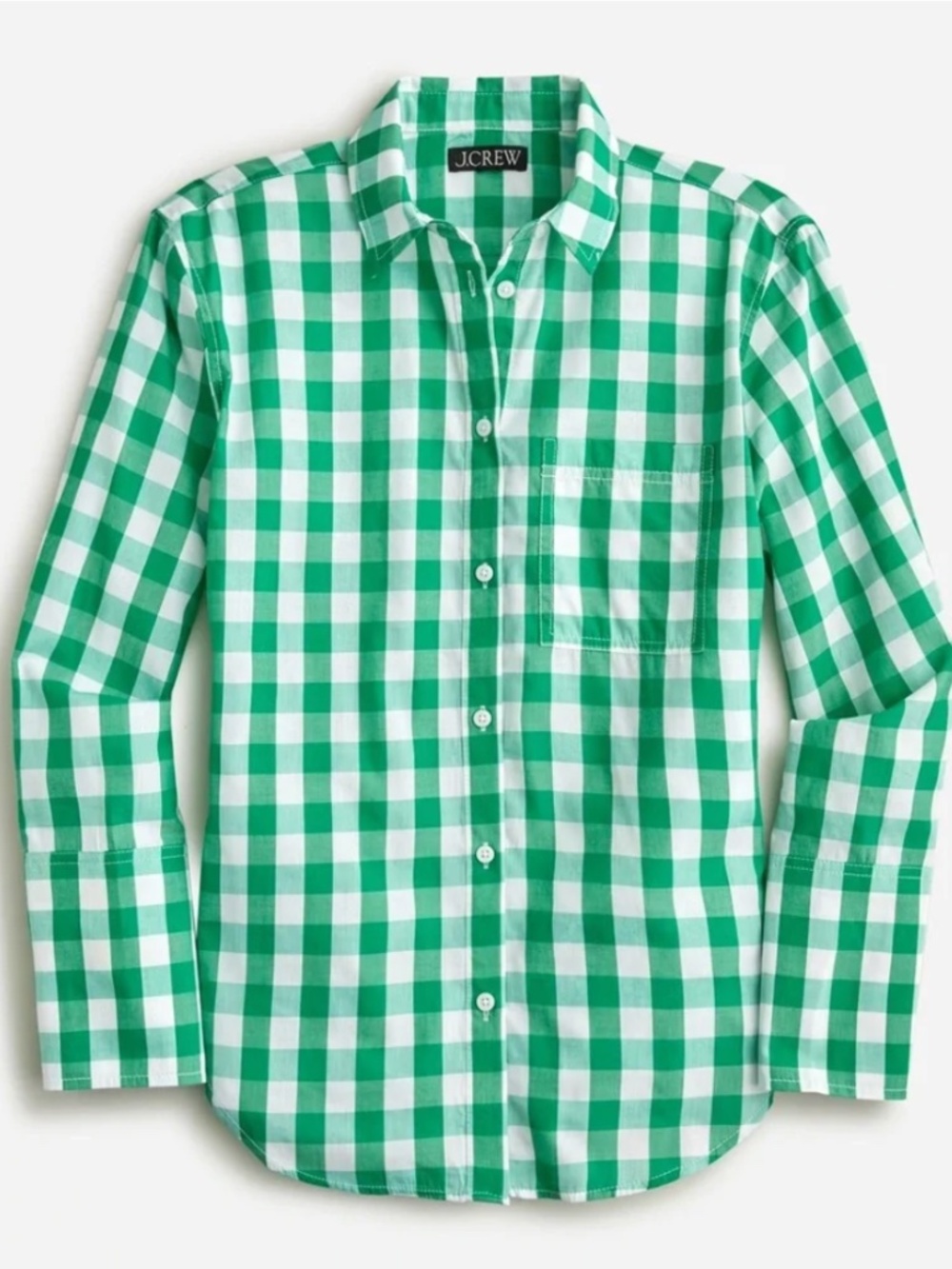 J. Crew Garçon Cotton Voile Shirt Gingham Green White Size 14